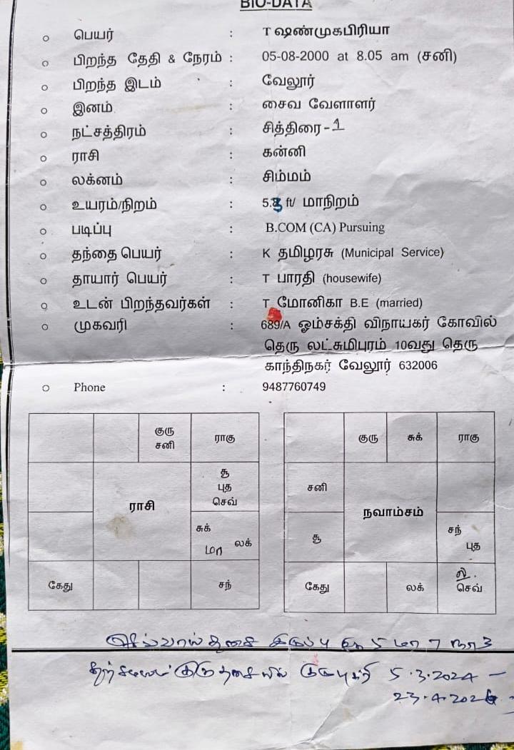 பெண், திருமணமாகதவர், வேளாளர்