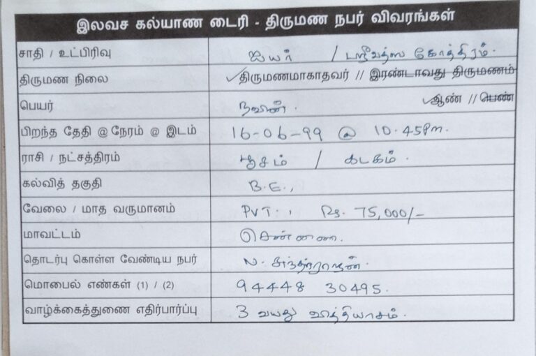 ஆண், திருமணமாகதவர், ஐயர்