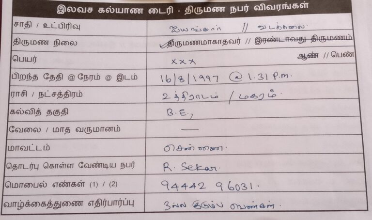 பெண், திருமணமாகதவர், ஐயங்கார்
